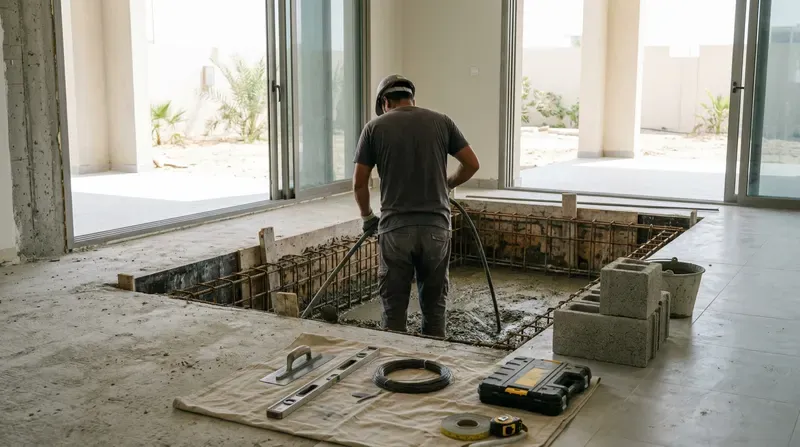 إنشاء أساسات خرسانية في دبي