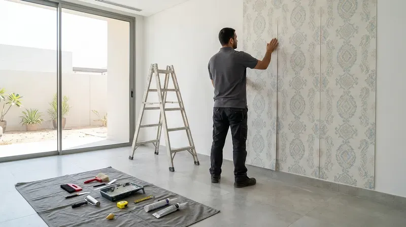 تركيب ورق الجدران مع اختيار الأنماط في دبي
