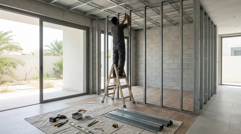 تركيب هياكل الجدران الجافة