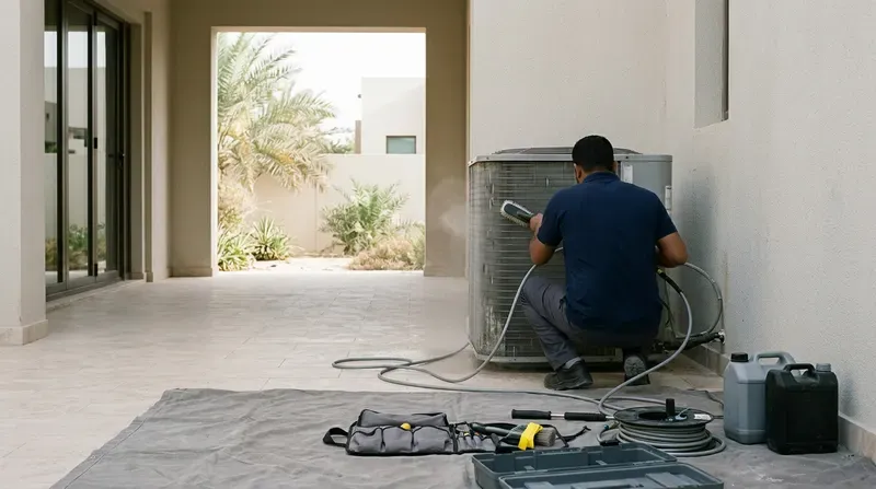 تنظيف وحدة المكثف الخارجية في دبي