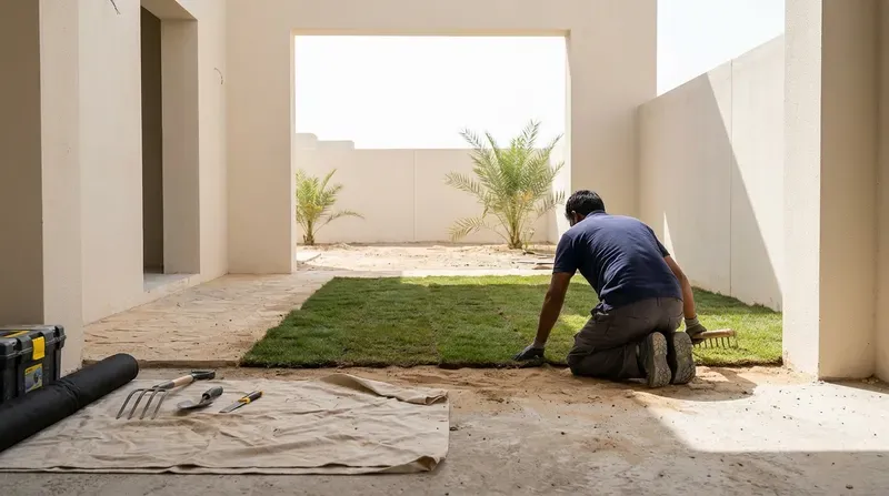 تركيب لفائف العشب في دبي